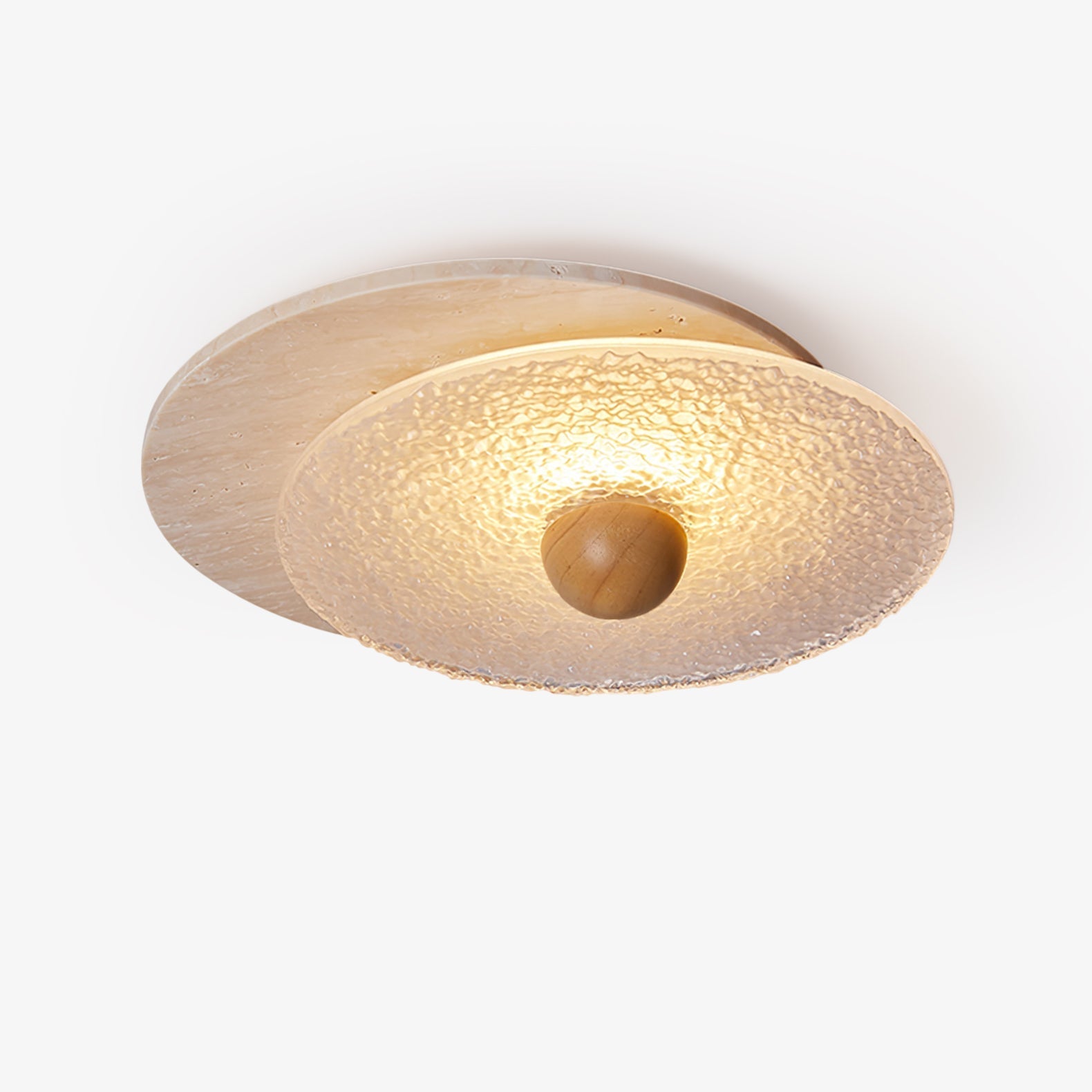 radiant-disc-ceiling-lamp-anzaz-Yellow Travertine & Walnut Color-1