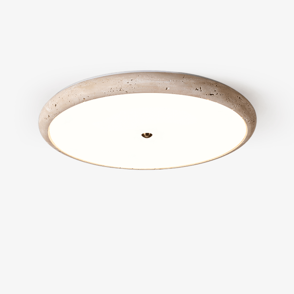 textured-travertine-disk-ceiling-light-anzaz-Yellow Travertine & White-1