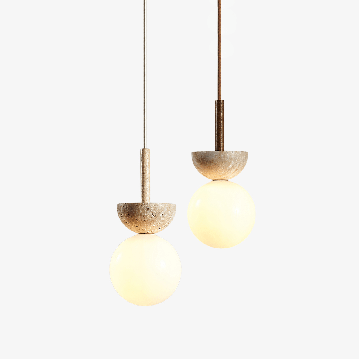 travertine-half-duo-pendant-light-anzaz-Walnut color & Yellow Travertine-1
