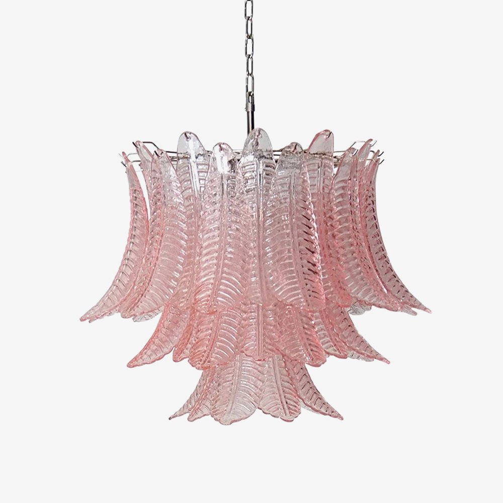 murano-pink-glass-leaf-chandelier-anzaz-Pink & Nickel-1