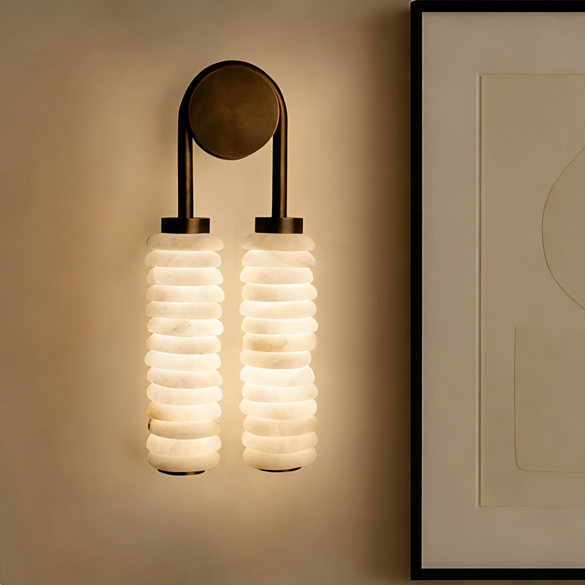 calla-ribbed-sconce-anzaz-Bronze & White-2