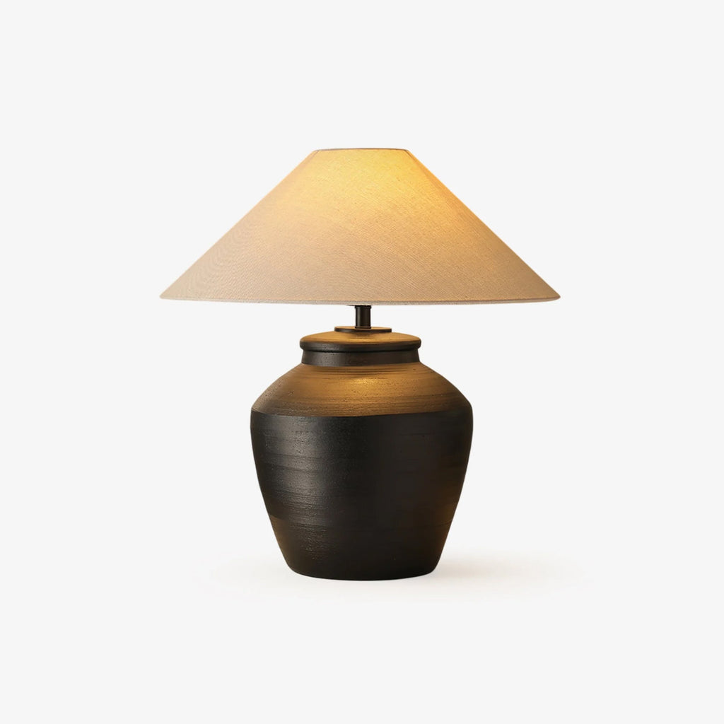 rustic-black-ceramic-table-lamp-anzaz-Black Ceramic & Beige-1