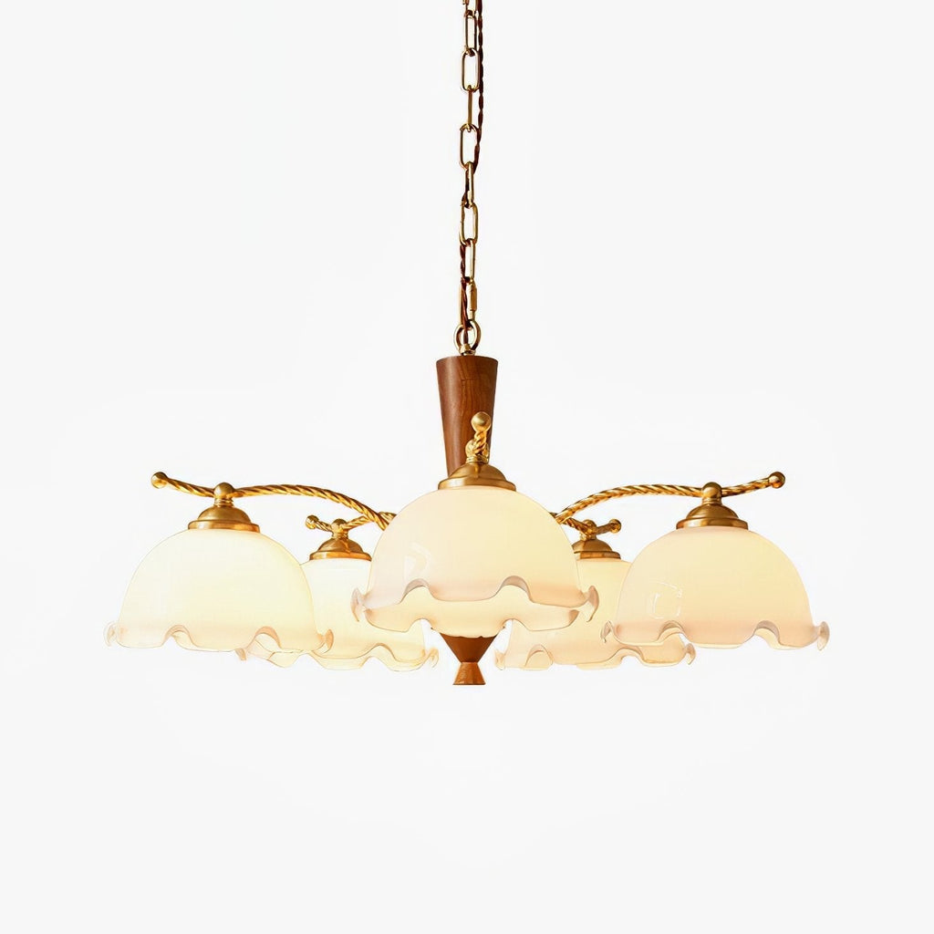 milky-flower-chandelier-anzaz-Copper & Walnut wood-1