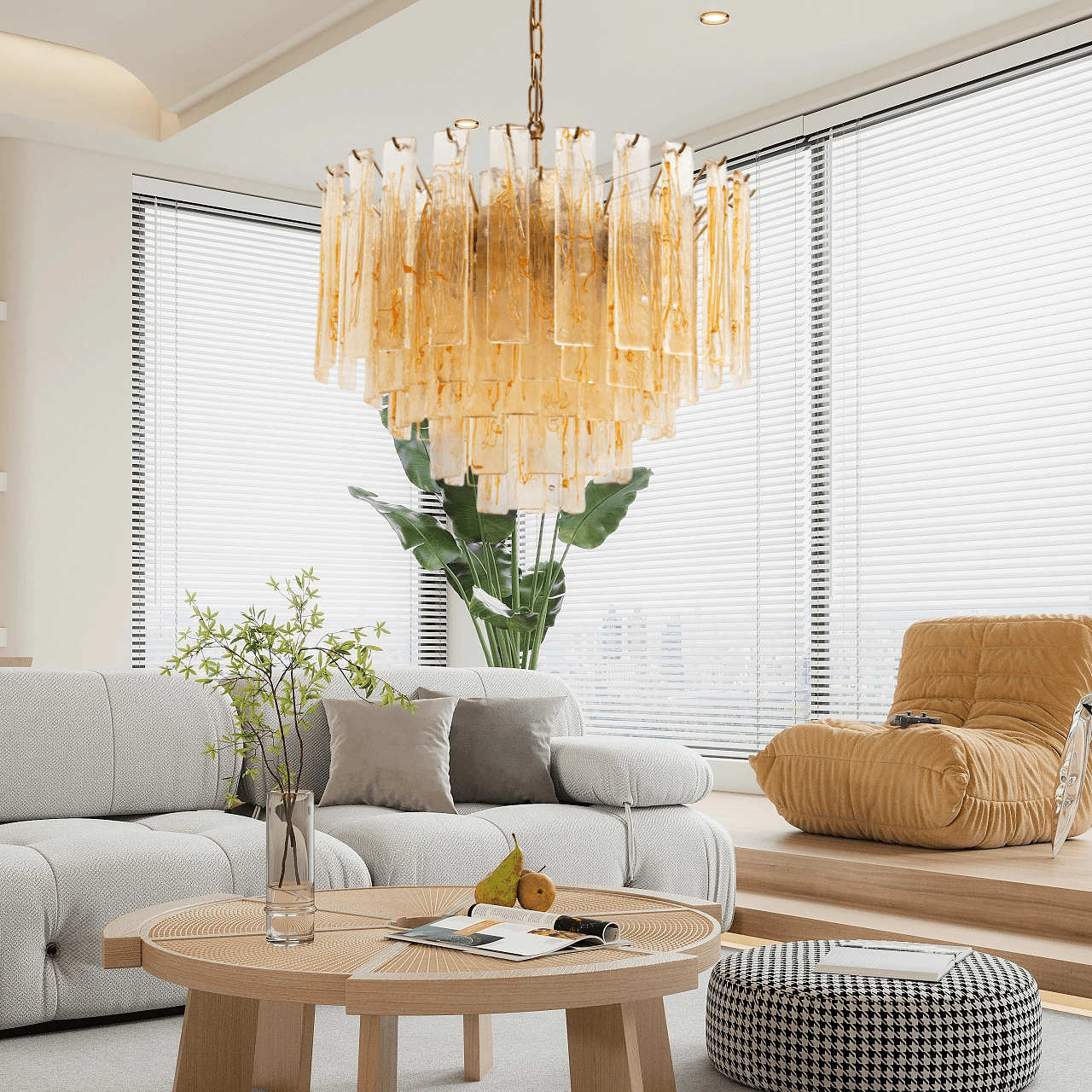 golden-amber-murano-glass-chandelier-anzaz-Amber & Gold-2