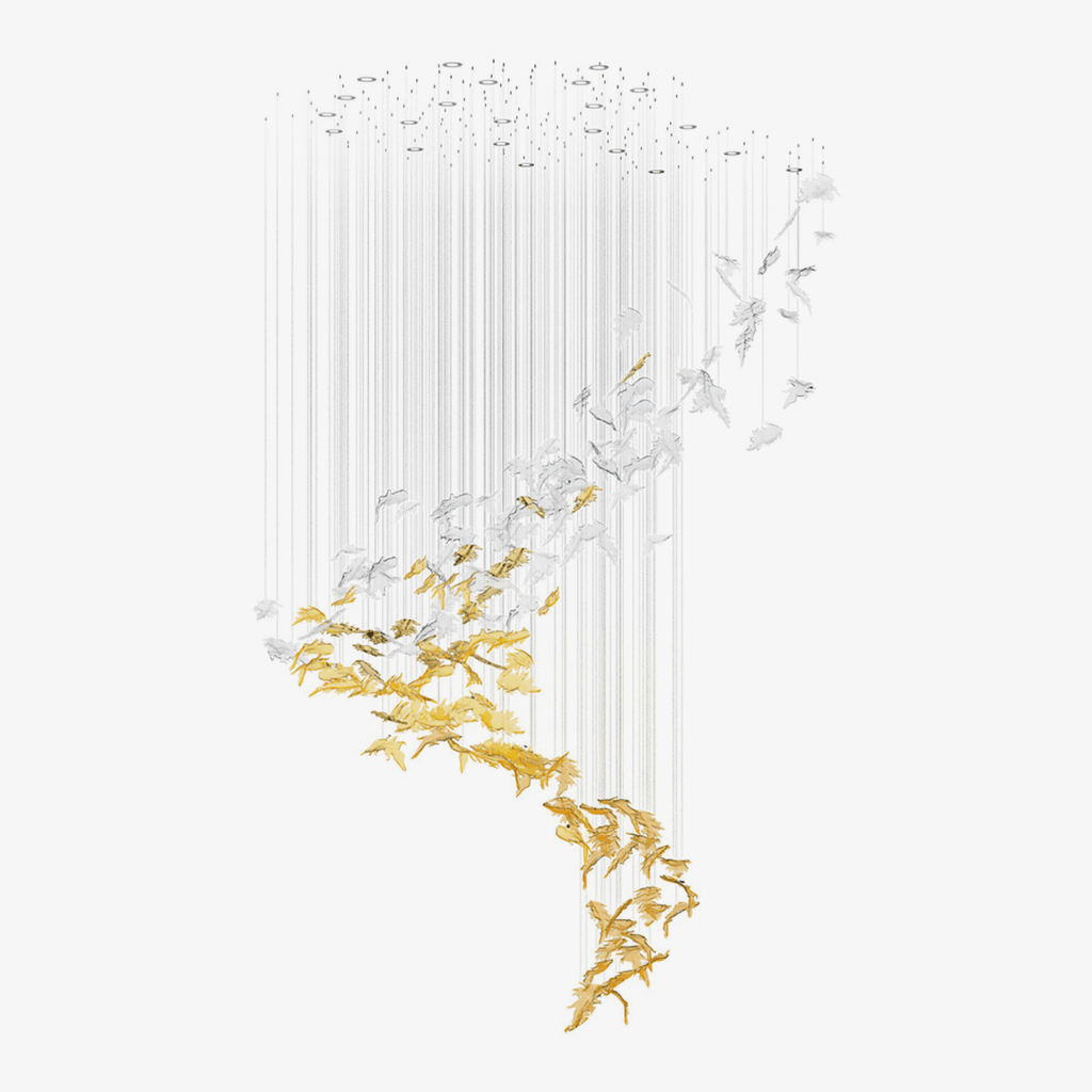 flying-leaves-chandelier-anzaz-Amber & Clear（No Ceiling Plate）-1