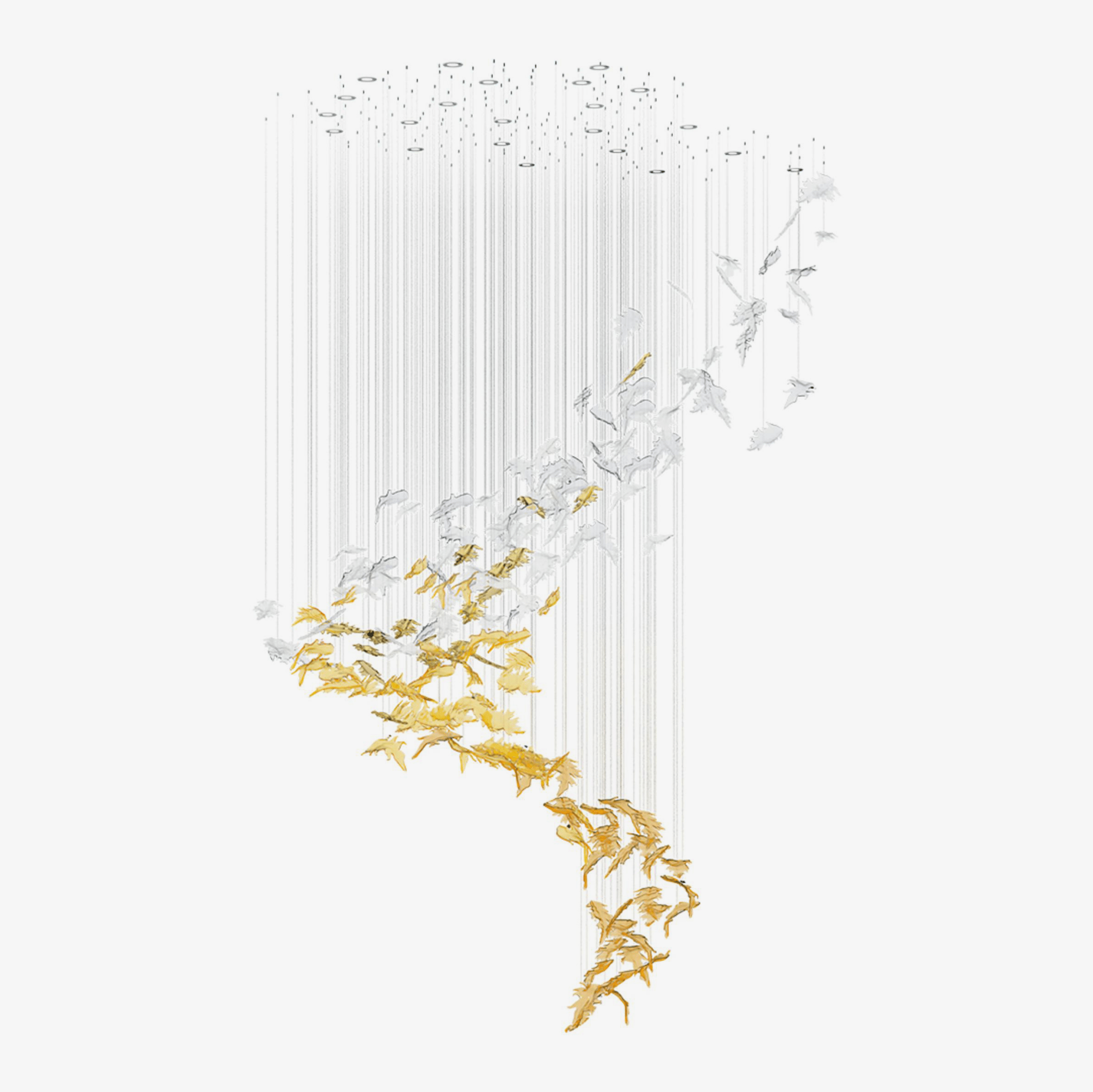 flying-leaves-chandelier-anzaz-Amber & Clear（No Ceiling Plate）-1