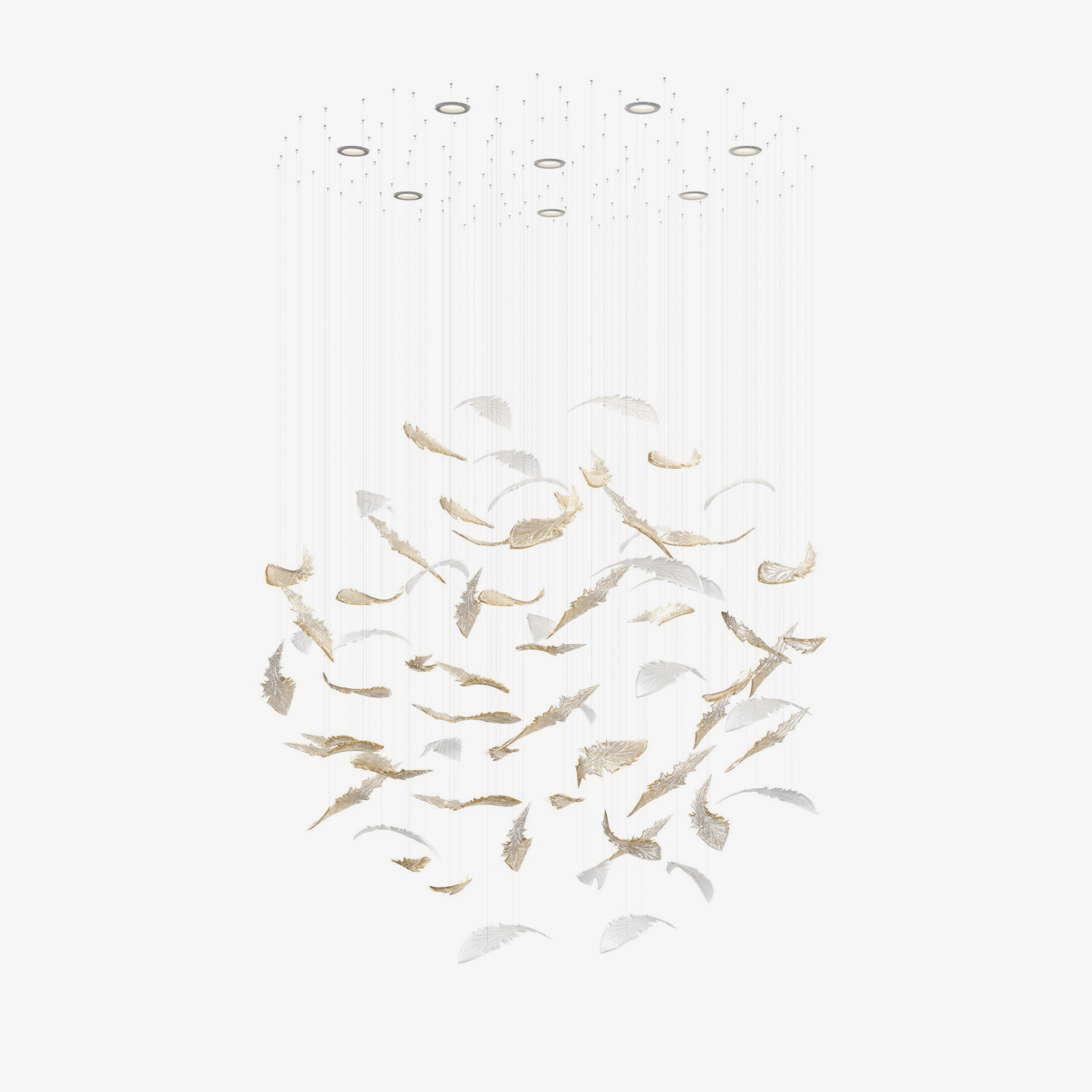 nectar-leaves-chandelier-anzaz-Gold & White & Clear（No Ceiling Plate）-1
