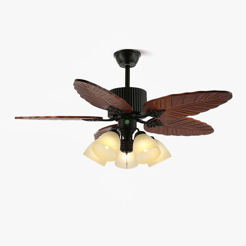 banana-leaves-wood-42-52-ceiling-fan-light-anzaz-Model A Walnut Wood Grain & Black  (Without Light)-1