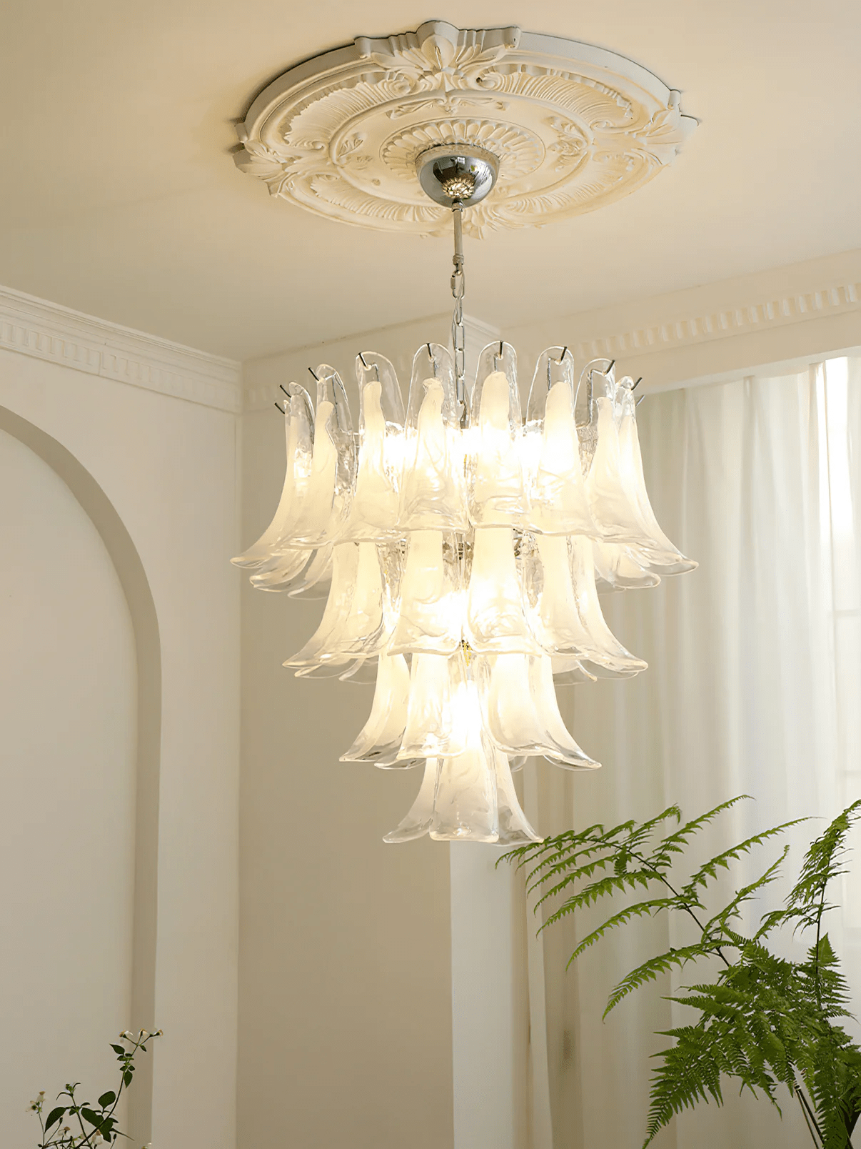 murano-transparent-glass-petals-chandelier-anzaz-Brown & Clear-34