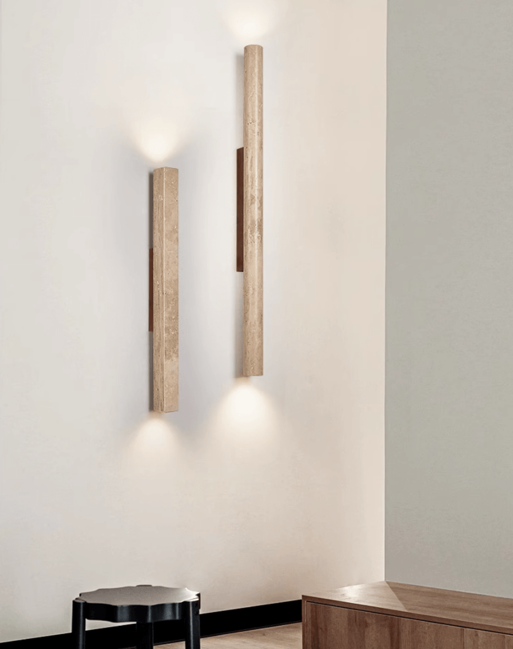 travertine-column-wall-light-anzaz-Dark walnut & Yellow Travertine-3