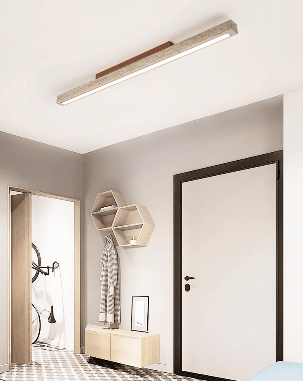 travertine-column-ceiling-light-anzaz-Wood color & Yellow Travertine-4