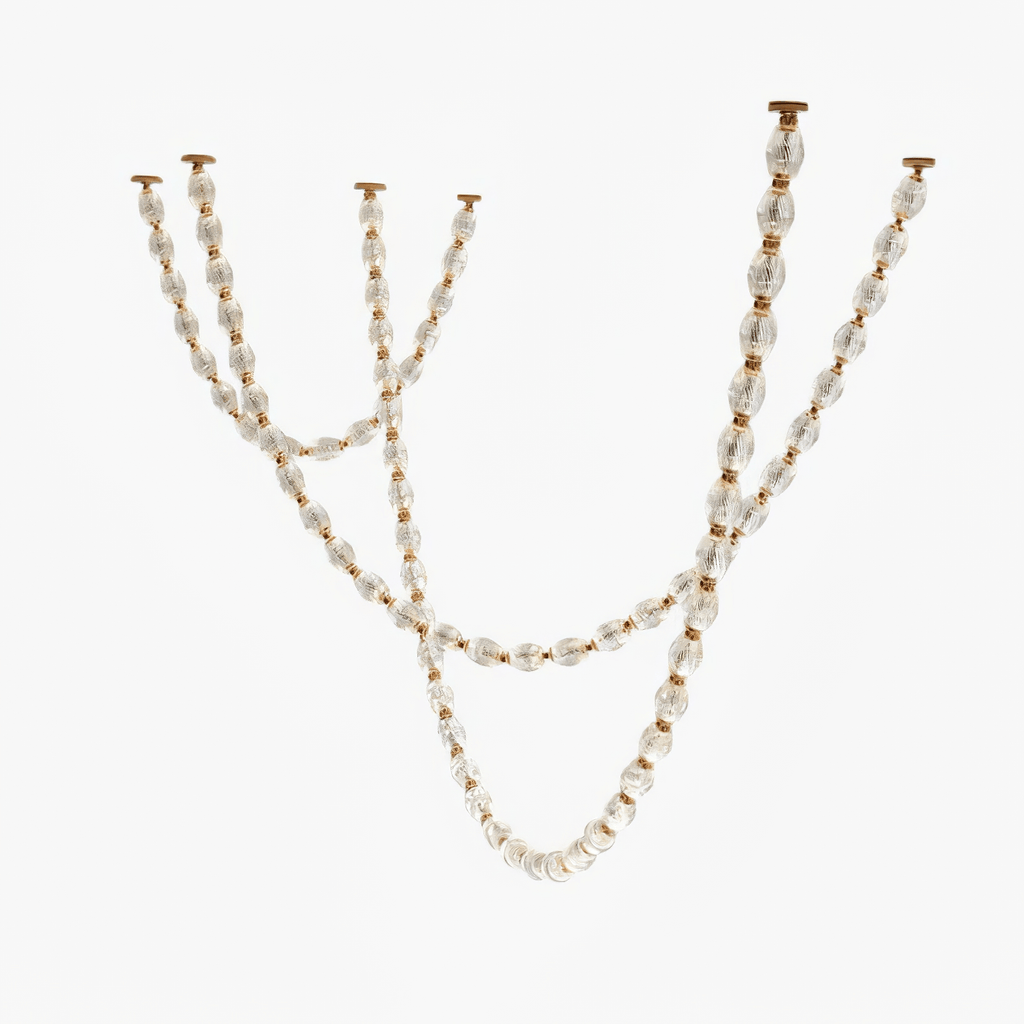 glass-chain-chandelier-anzaz-Gold & Alabaster Lampshade-1