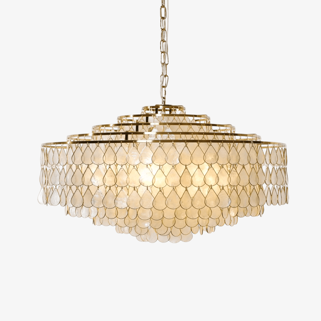 teardrops-shell-chandelier-anzaz-Gold & White-1