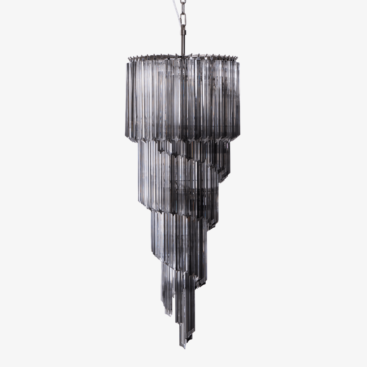 lucente-noir-spiral-chandelier-anzaz-Grey+Clear Glass & Nickel-1