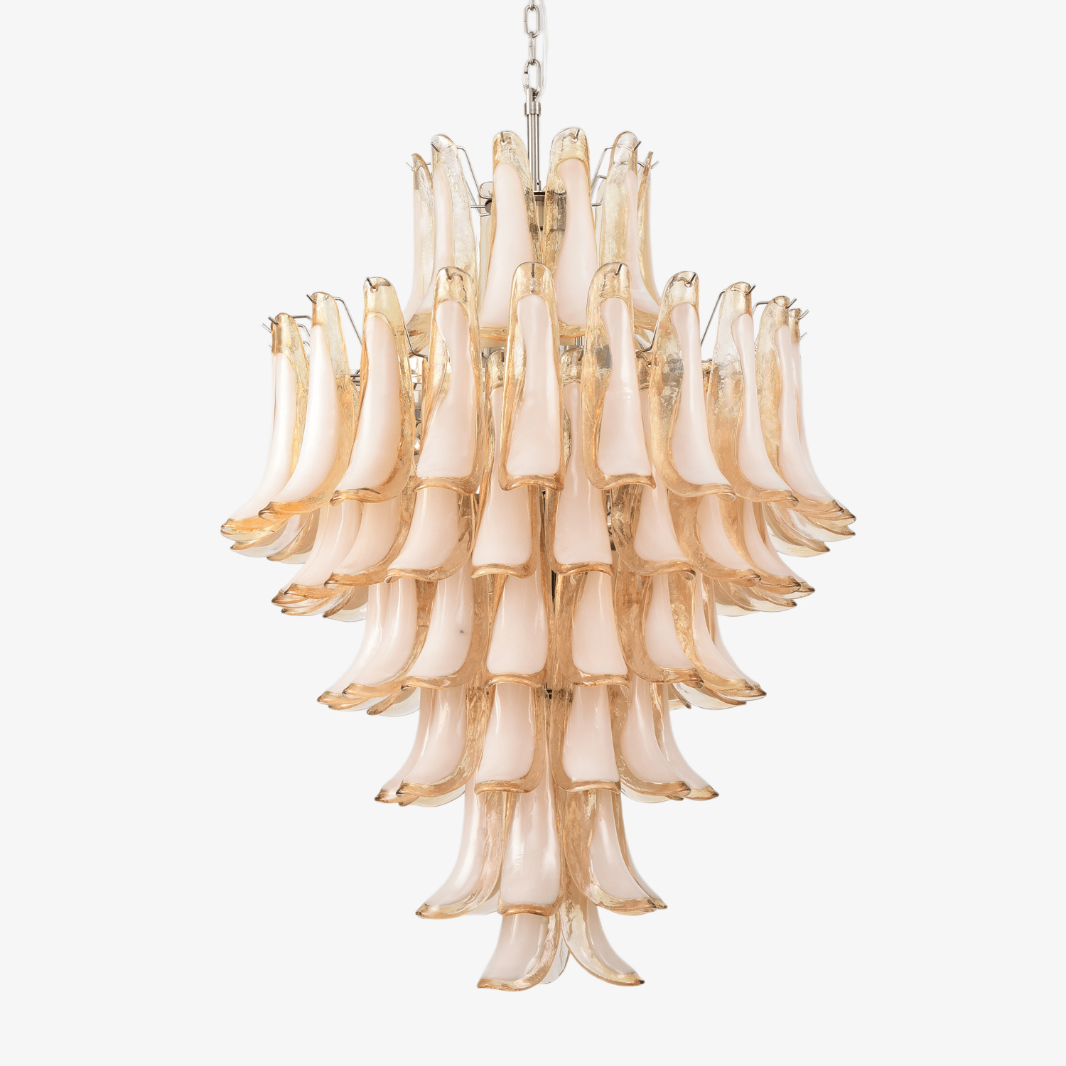 yellow-murano-glass-petals-chandelier-anzaz-Amber Cloud Glass & Nickel-1