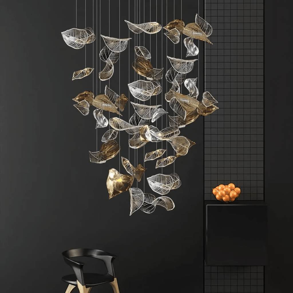 customize-shake-leaves-chandelier-anzaz-Gold & Clear-2