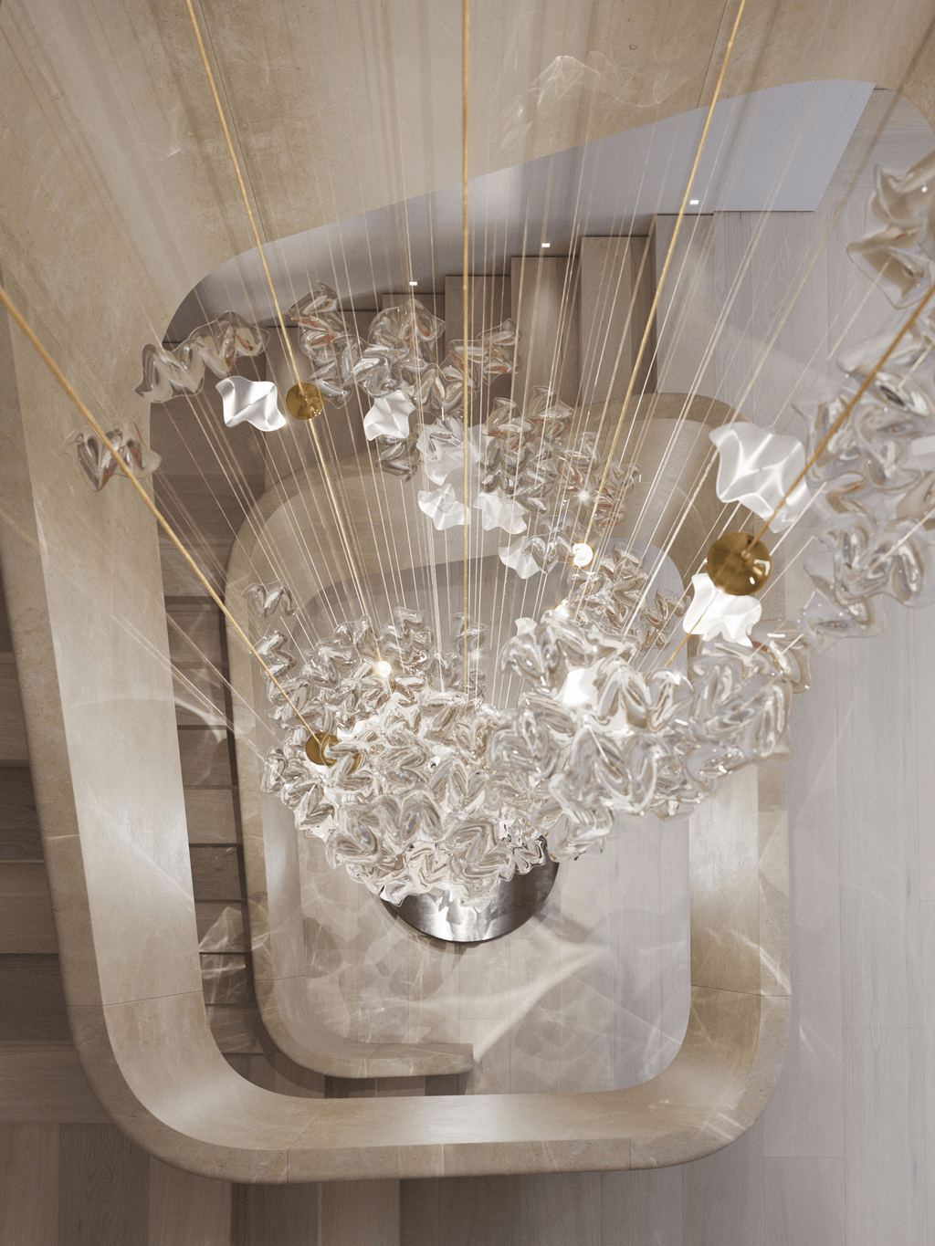 sand-sea-stair-chandelier-anzaz-Clear & Gold-6