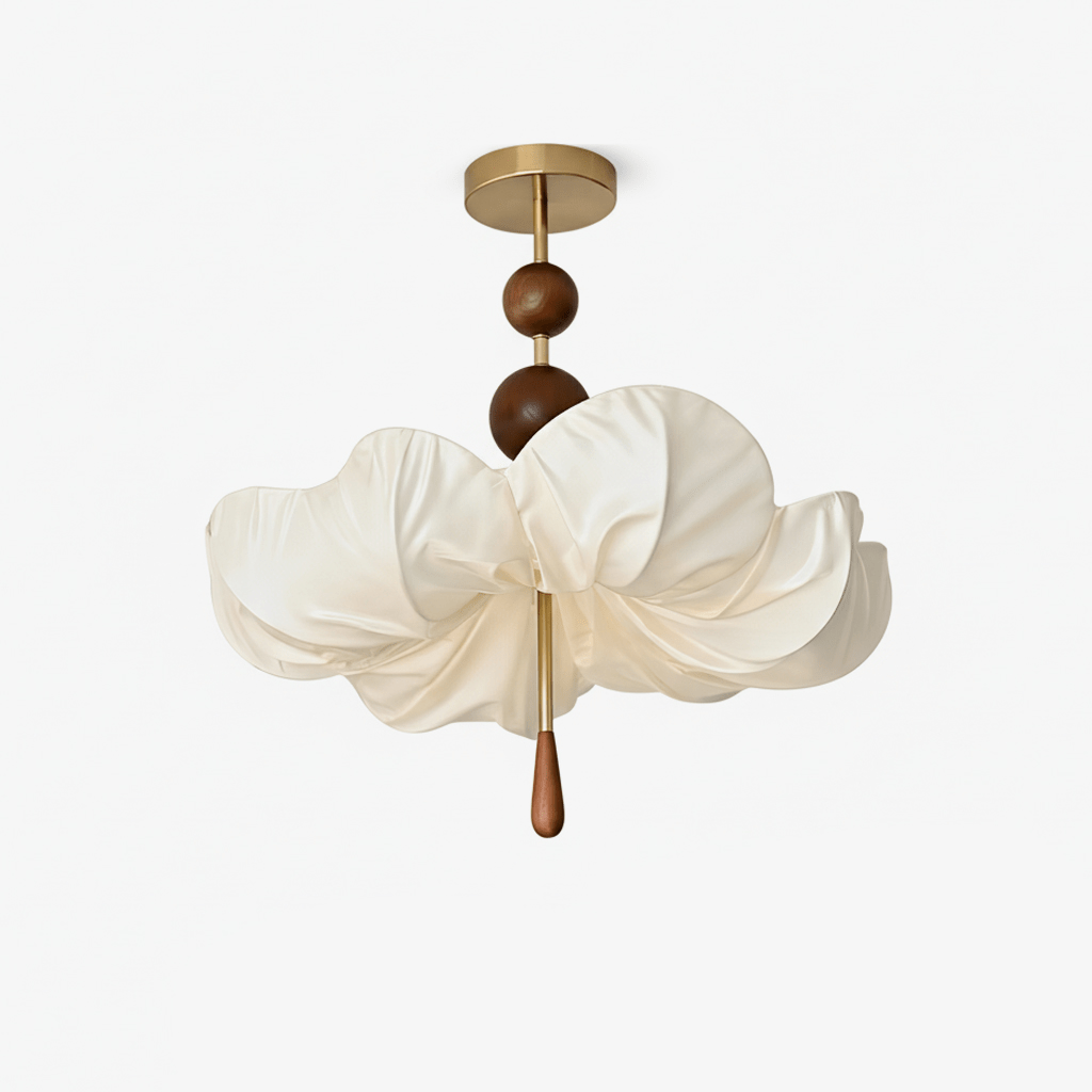 floralis-fabeic-ceiling-light-anzaz-Walnut Wood & Gold & White-1