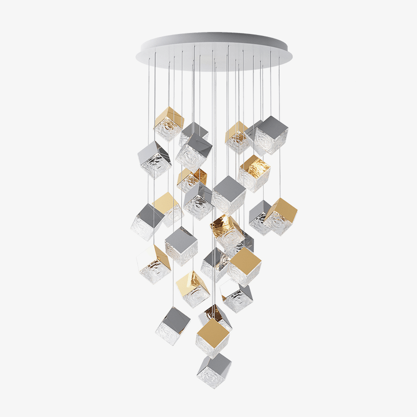 cubic-luster-cascade-chandelier-anzaz-Gold & Clear-1