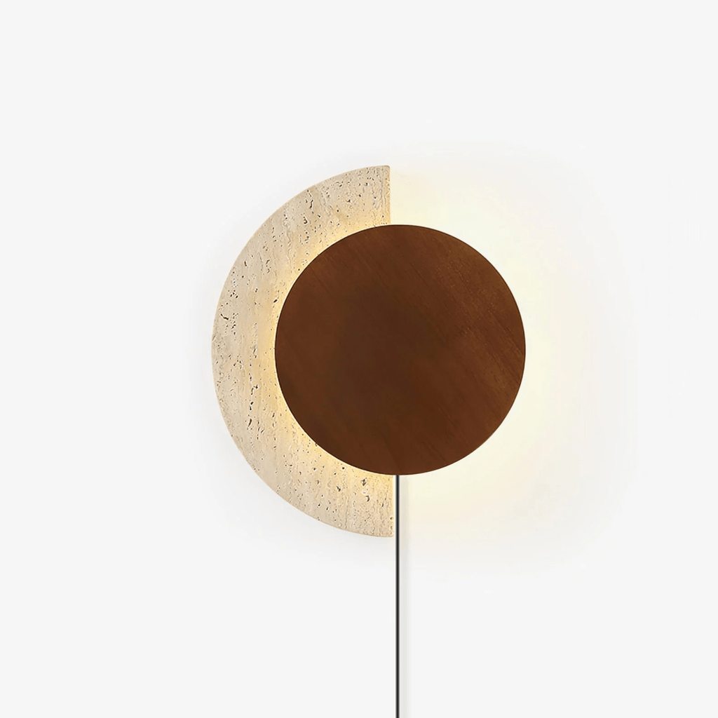 crescent-halo-plug-in-wall-sconce-anzaz-Yellow Travertine & Walnut Color (Warm Light)-1