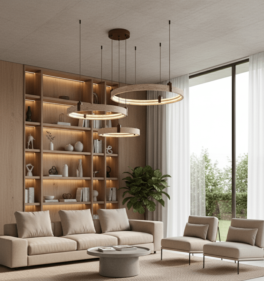 celestial-orbit-travertine-chandelier-anzaz-Yellow Travertine & Walnut Wood-2