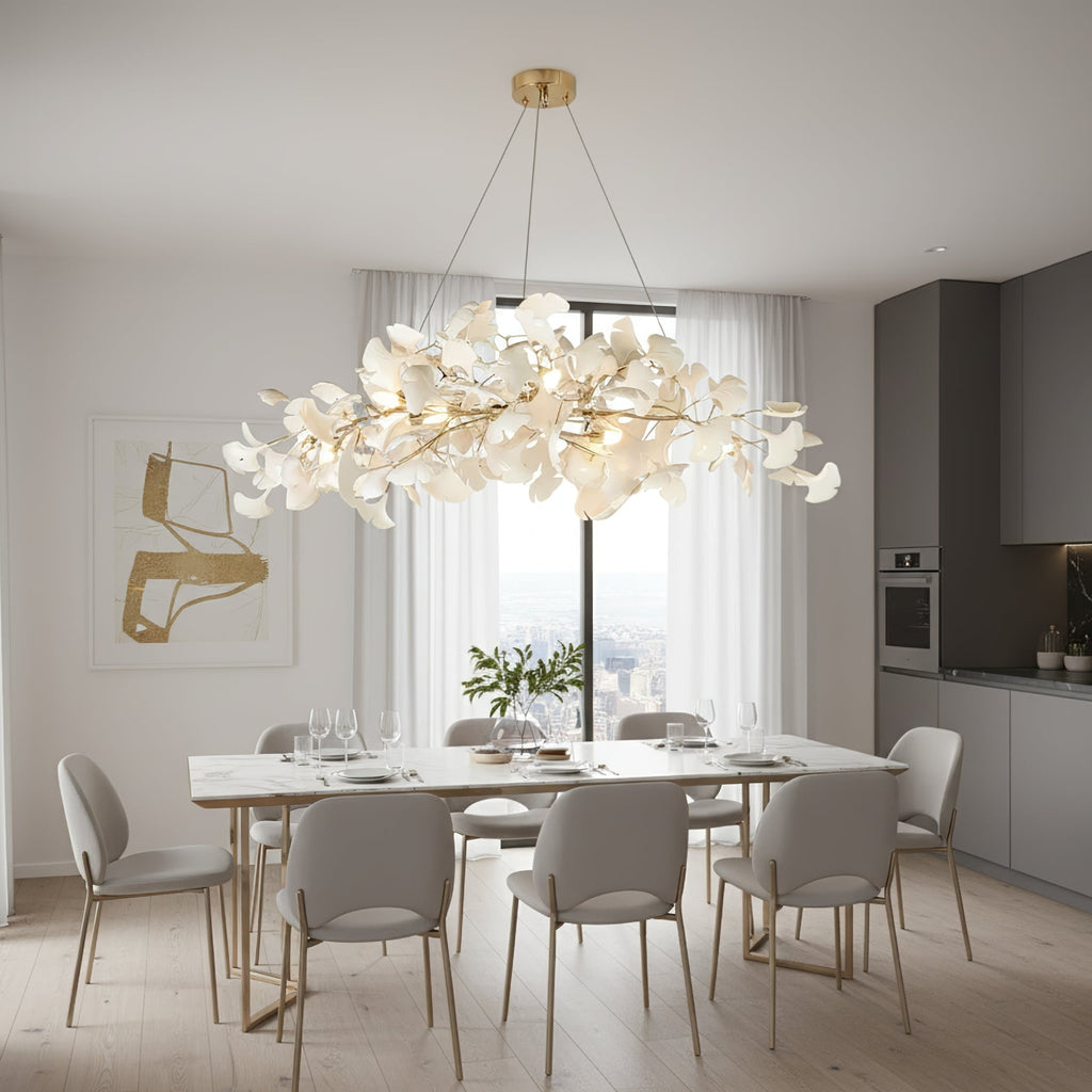 gingko-chandelier-n-anzaz-White Lampbody + White Leaves-9