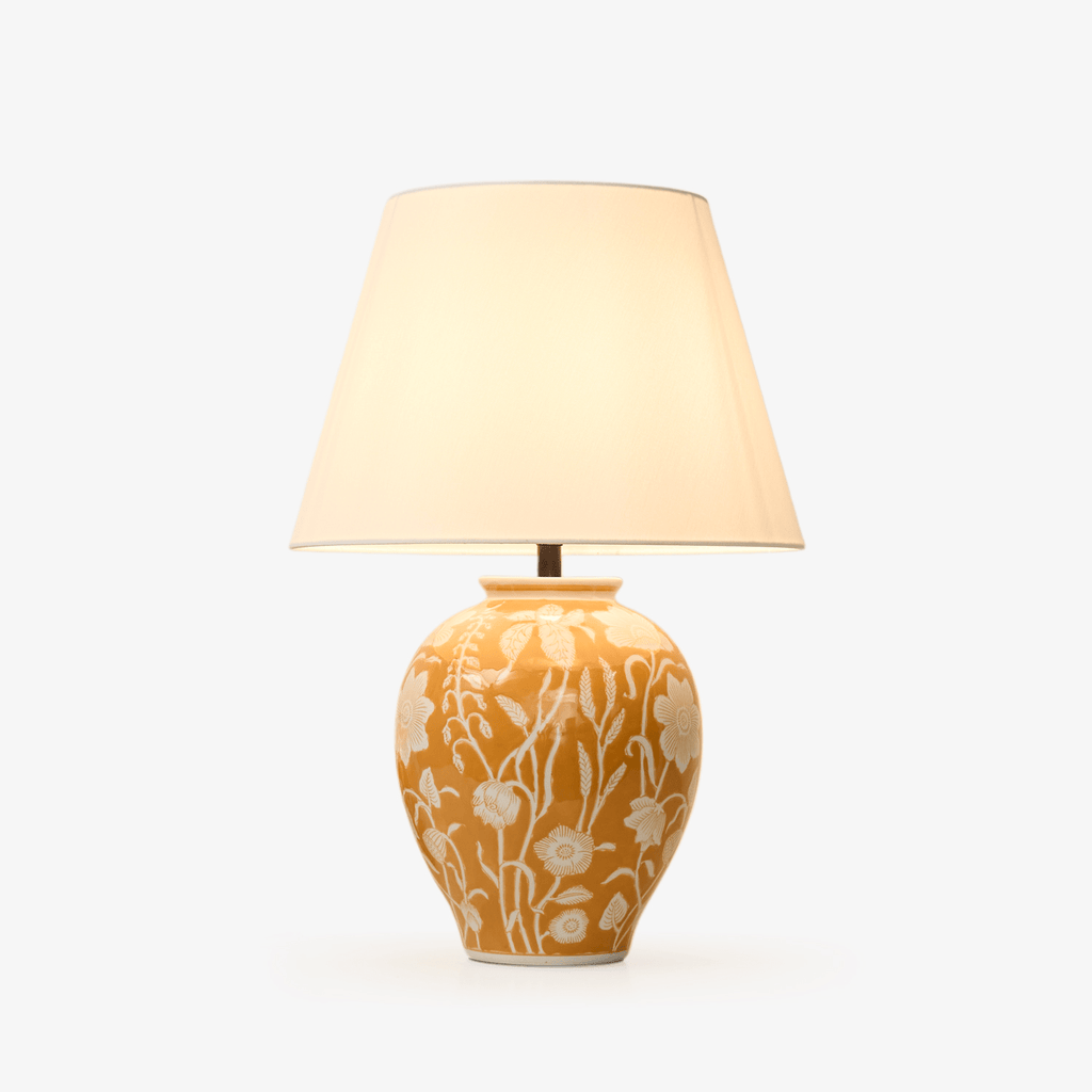 floral-ceramic-table-lamp-anzaz-Yellow & White-1