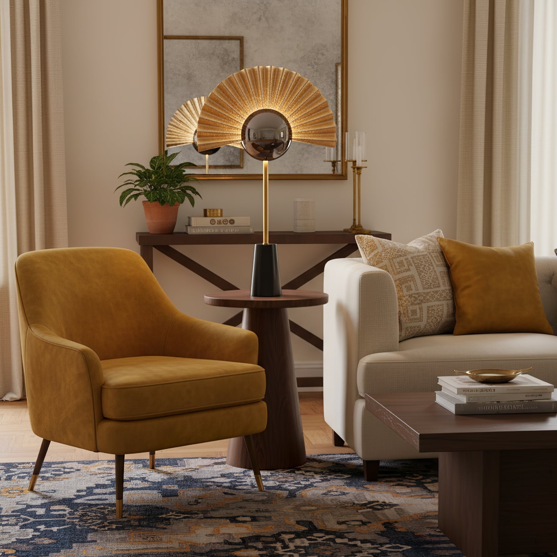 gilded-fan-table-lamp-anzaz-Black & Gold-2