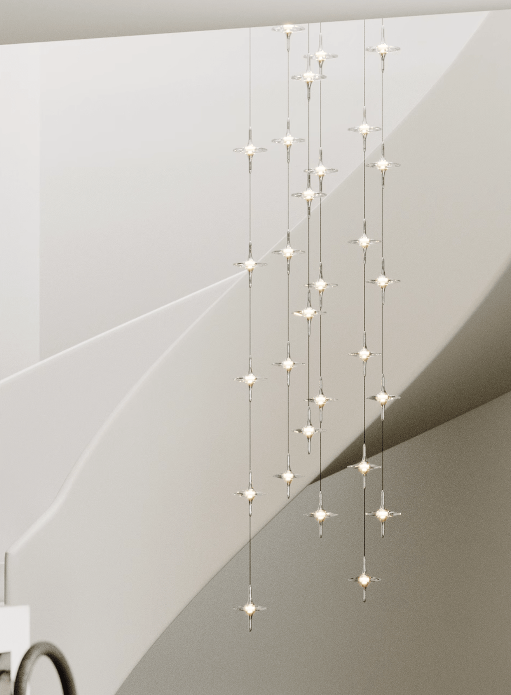 starfall-staircase-chandelier-anzaz-Chrome & Clear-3