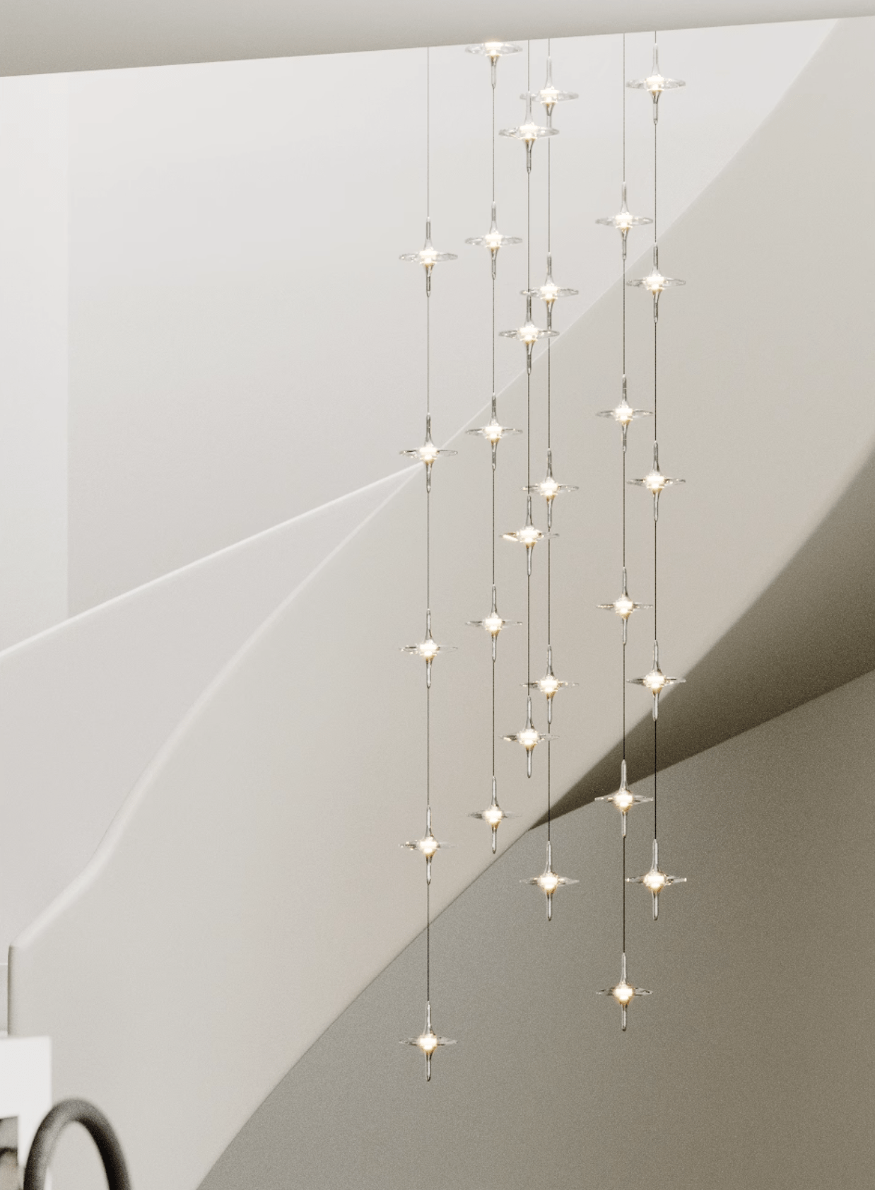 starfall-staircase-chandelier-anzaz-Chrome & Clear-3