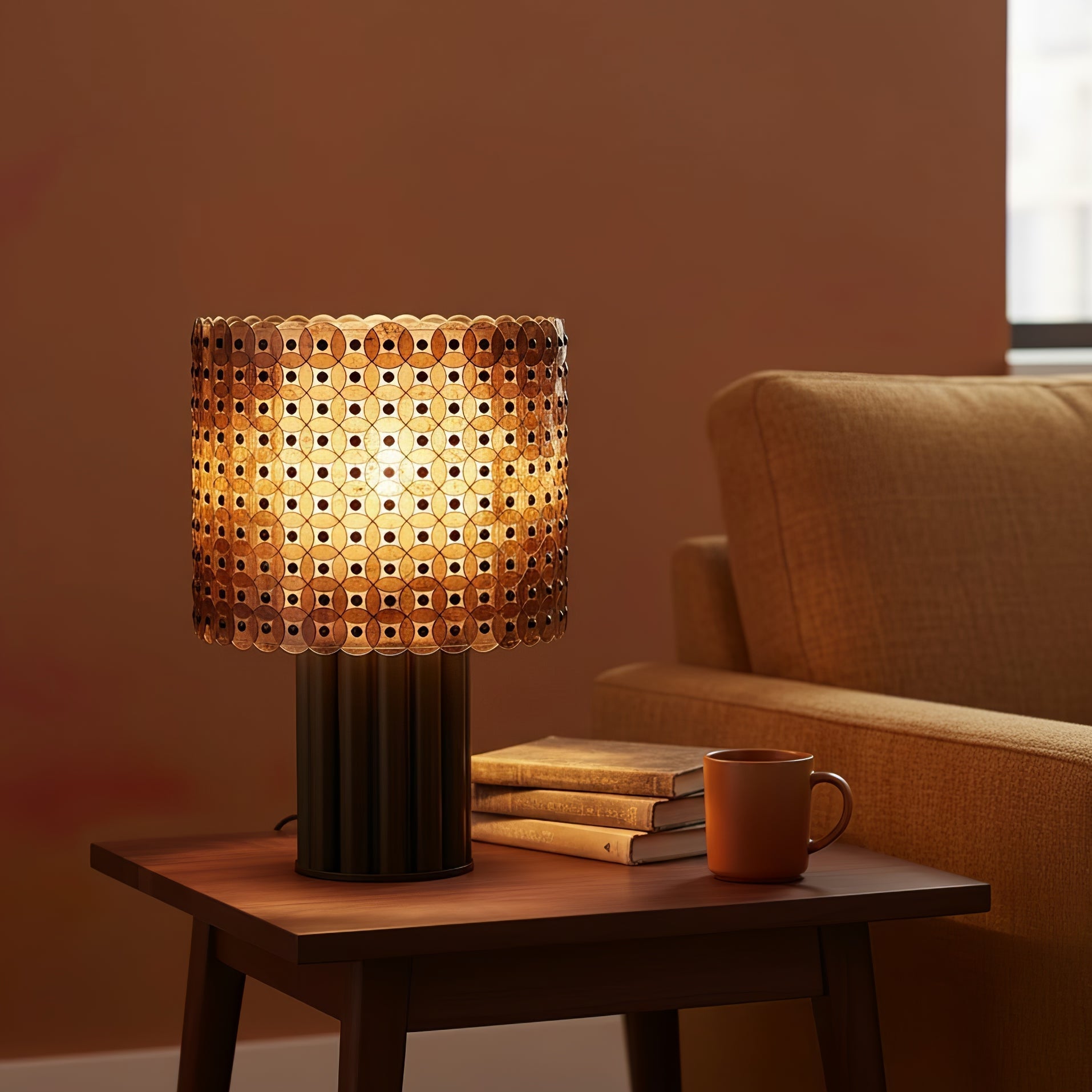 mica-disc-lattice-table-lamp-anzaz-Amber & Bronze-3