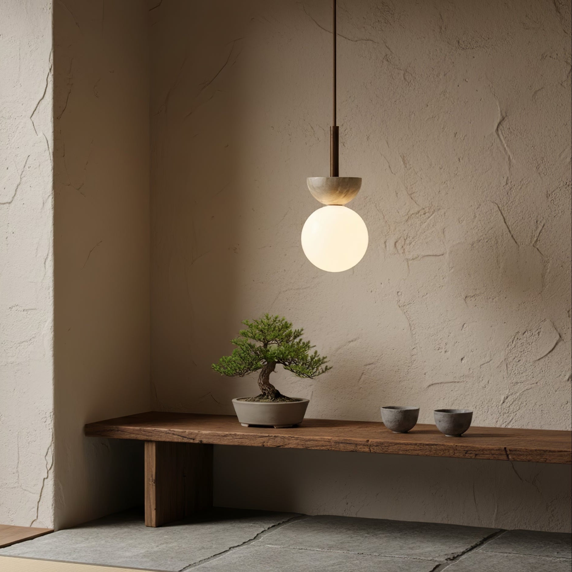 travertine-half-duo-pendant-light-anzaz-Wood color & Yellow Travertine-2