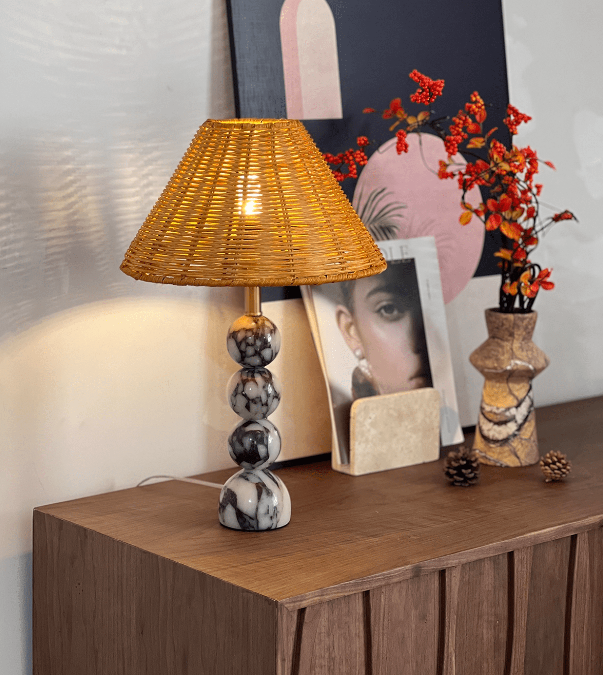 marble-orb-rattan-table-lamp-anzaz-White+Black Marble & Natrue Rattan-3