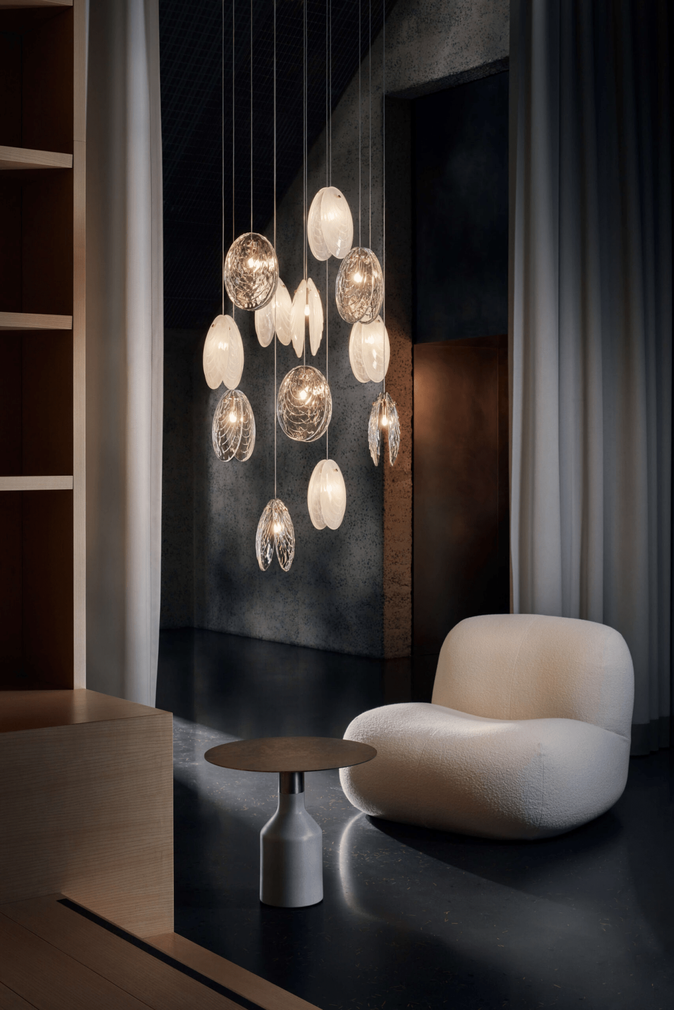 mussels-cluster-led-chandelier-anzaz-Gold & Clear-3