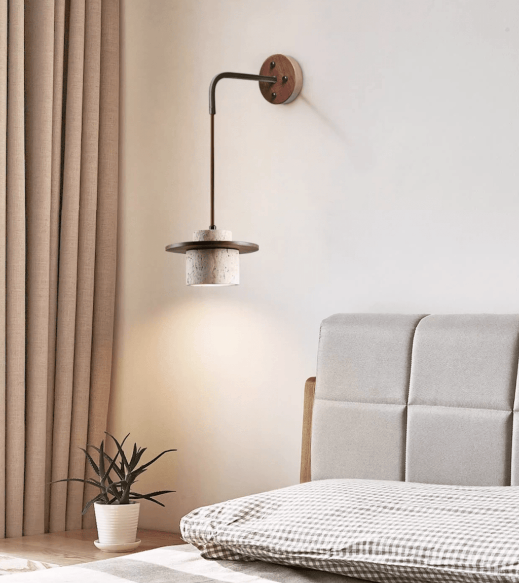 cylindrical-stone-sconce-anzaz-Wood Color & Yellow Travertine-2