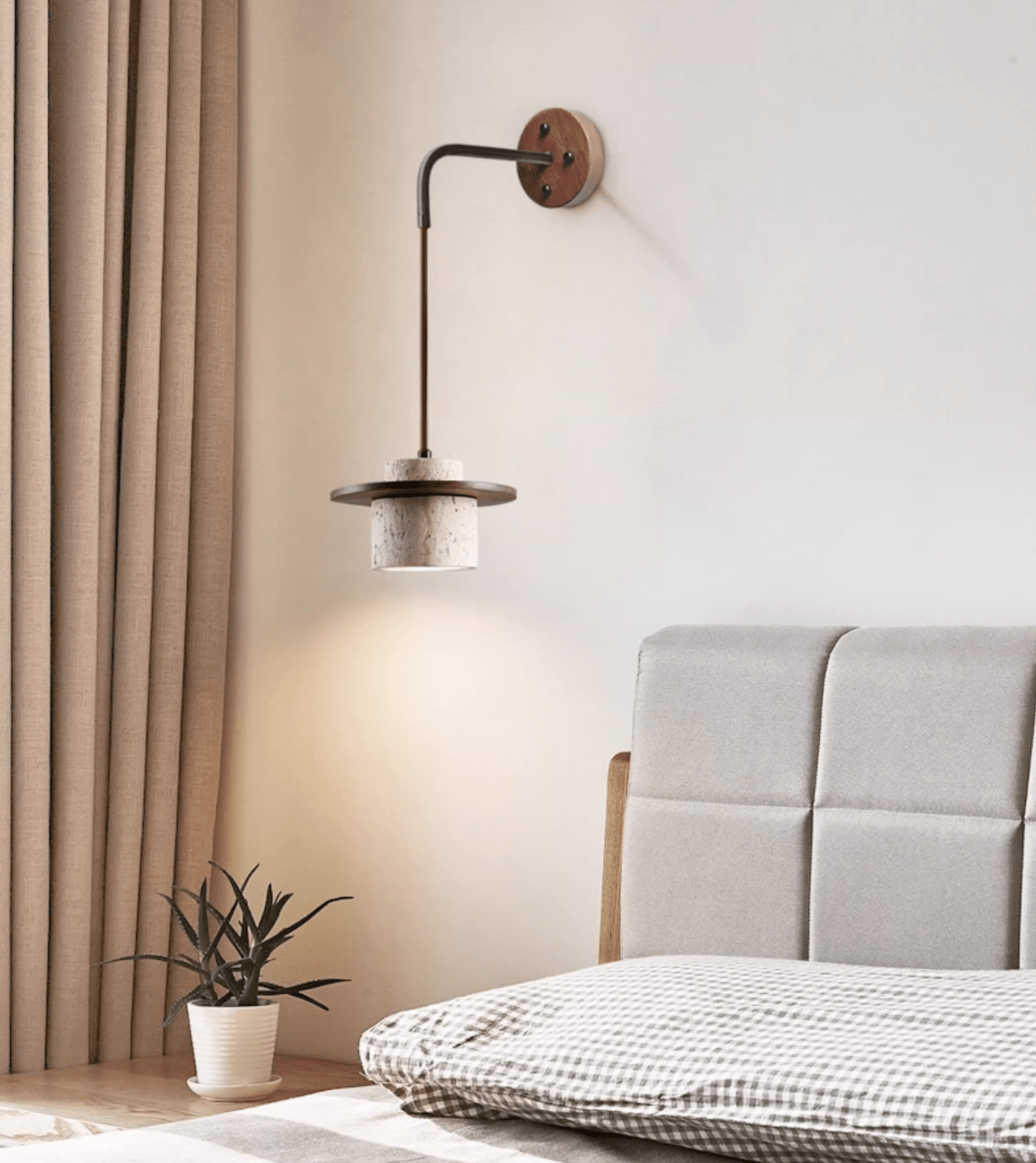 cylindrical-stone-sconce-anzaz-Wood Color & Yellow Travertine-2