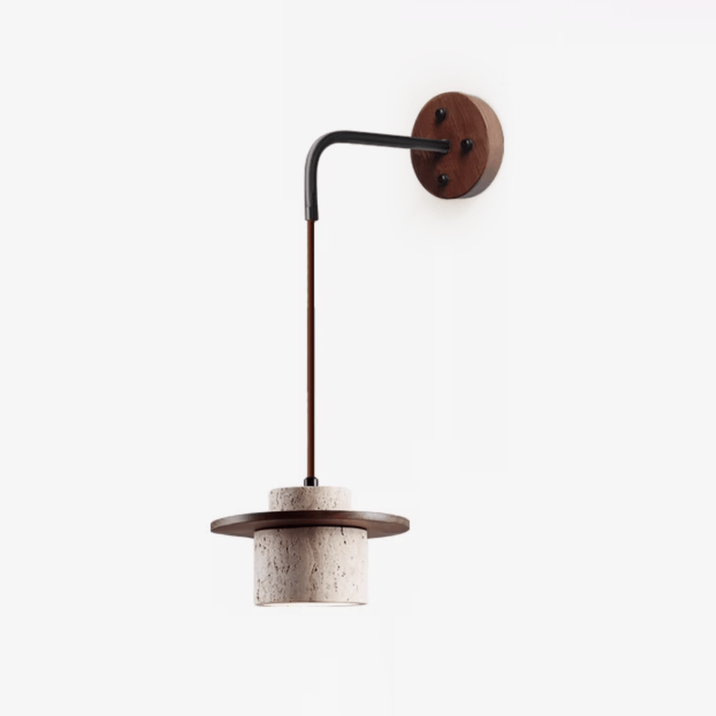 cylindrical-stone-sconce-anzaz-Walnut Color & Yellow Travertine-1