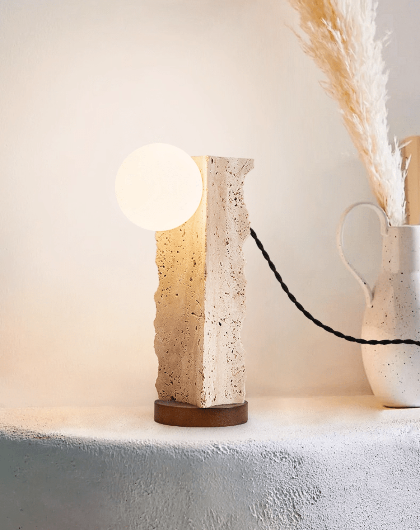 terra-travertine-orb-table-lamp-anzaz-Yellow Travertine & Walnut Color-2