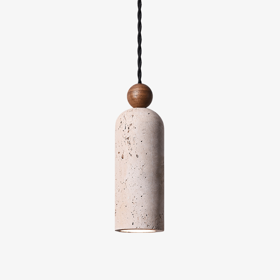 cylinder-wood-bead-pendant-light-anzaz-Yellow Travertine & Walnut color-1