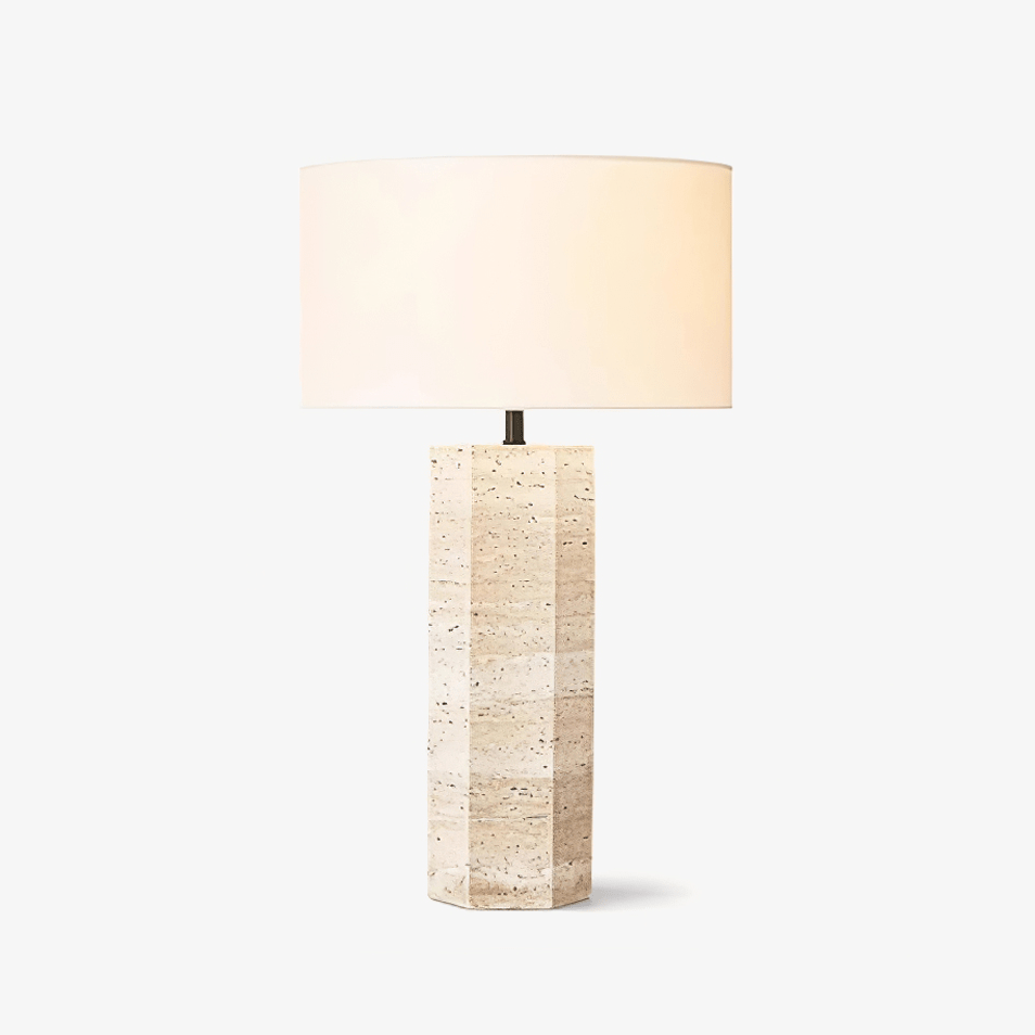 travertine-column-table-lamp-anzaz-Yellow Travertine & White-1