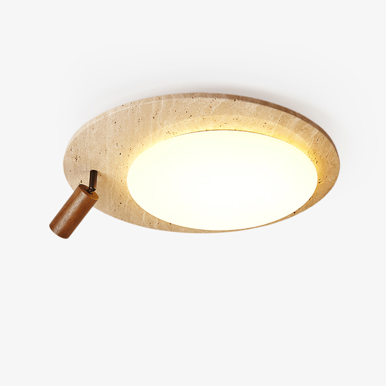 travertine-oval-knob-ceilling-lamp-anzaz-Yellow Travertine & Walnut Color-1