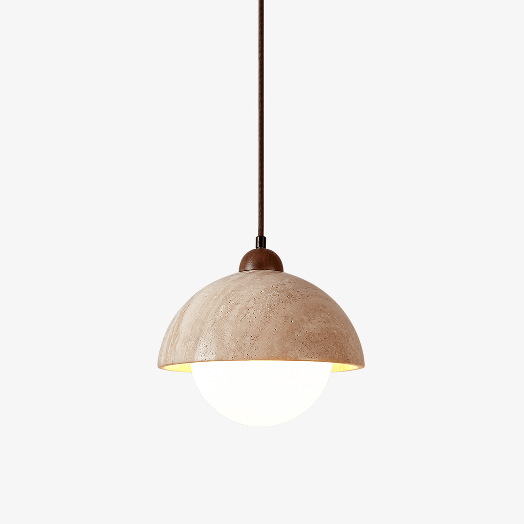 dome-travertine-pendant-lamp-anzaz-Yellow Travertine & Walnut Color-1