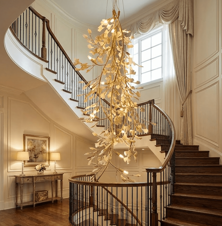 gingko-long-branch-chandelier-anzaz-White Lampbody + White Leaves-12