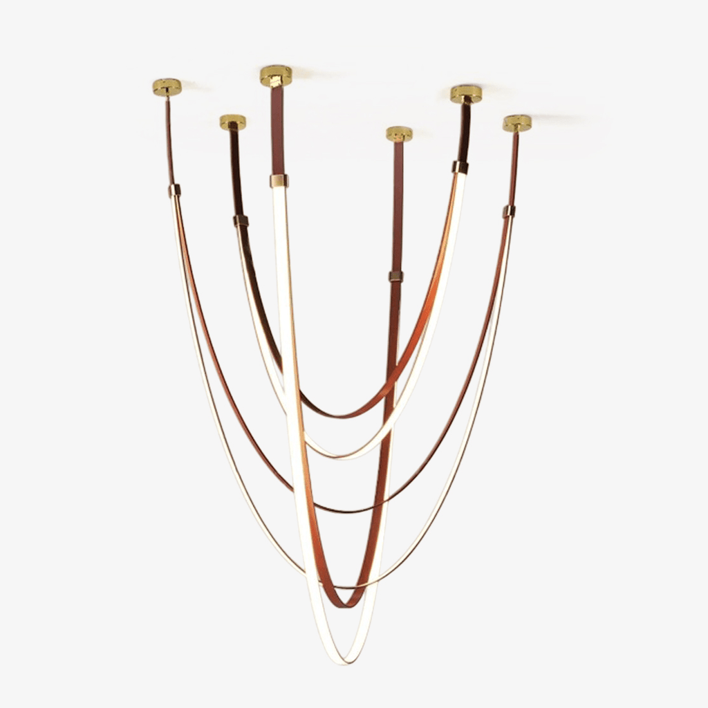 lunestra-strap-chandelier-anzaz-Brown leather & Gold-1