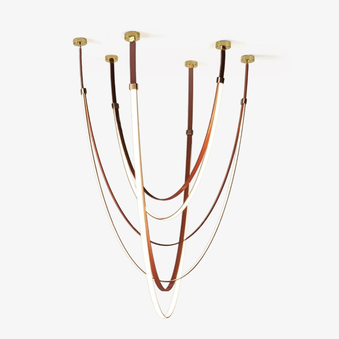 lunestra-strap-chandelier-anzaz-Brown leather & Gold-1