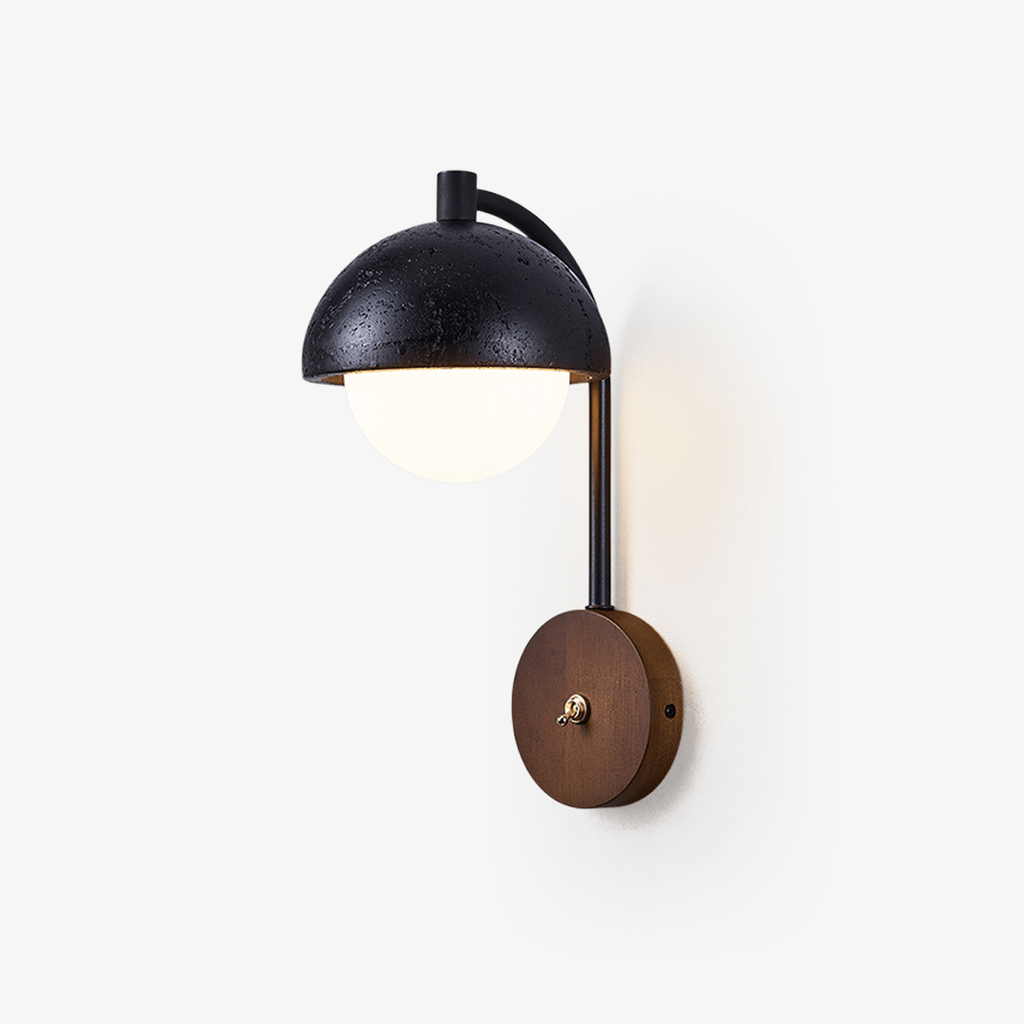morrow-dome-wall-lamp-anzaz-Black Travertine & Walnut Wood-1