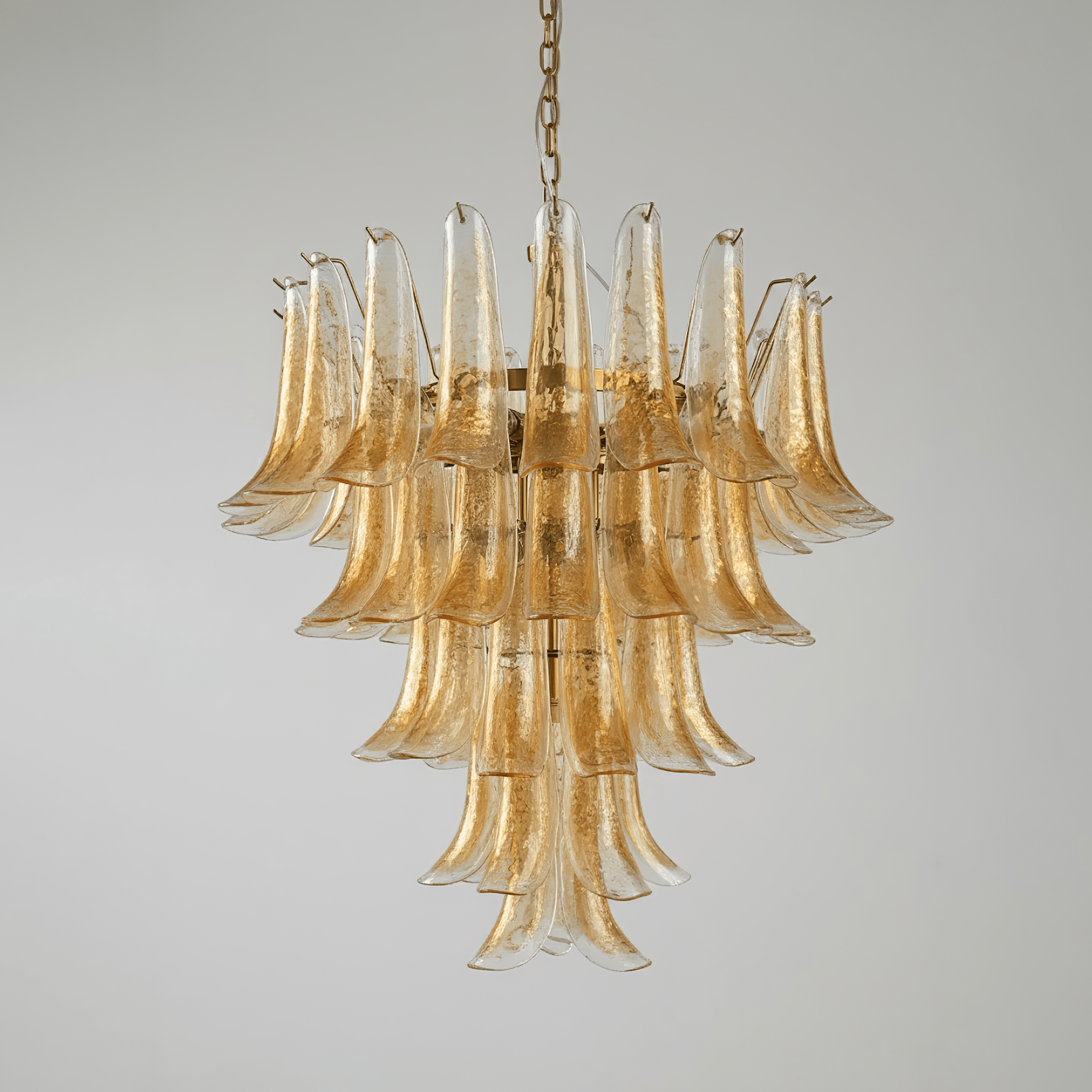 amber-murano-glass-petals-chandelier-anzaz-Dark brown Glass & Gold-1