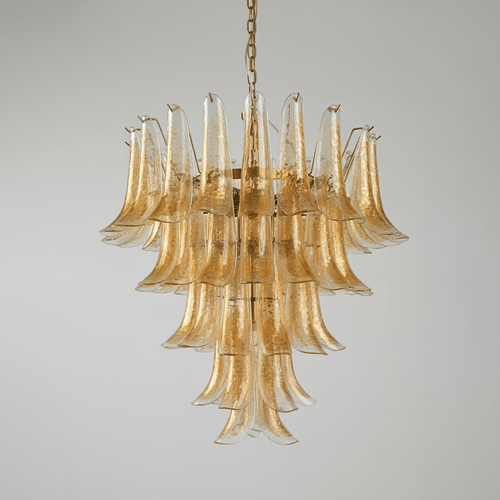 amber-murano-glass-petals-chandelier-anzaz-Dark brown Glass & Gold-1