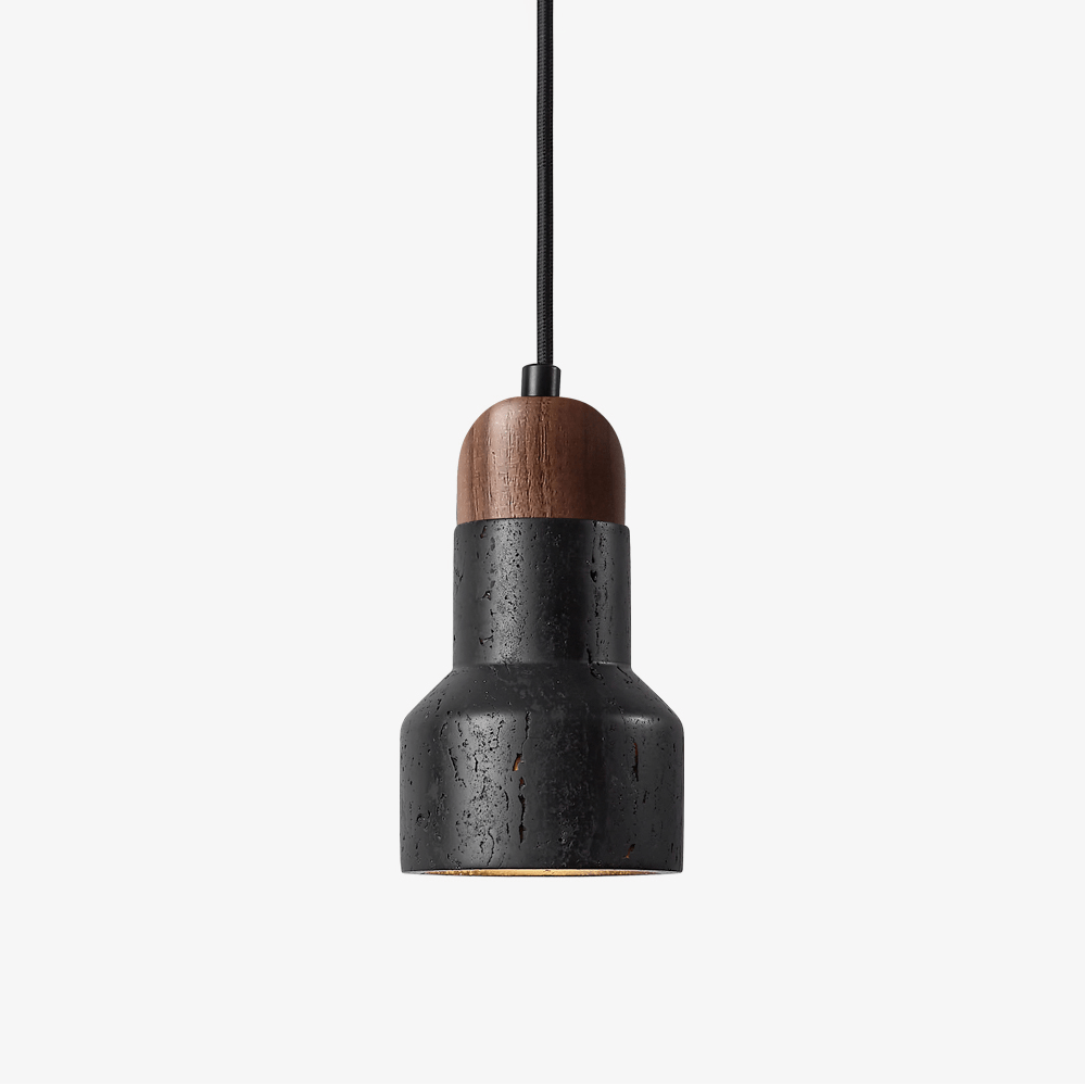 vulcan-stone-pendant-light-anzaz-Black Travertine & Walnut Color-1