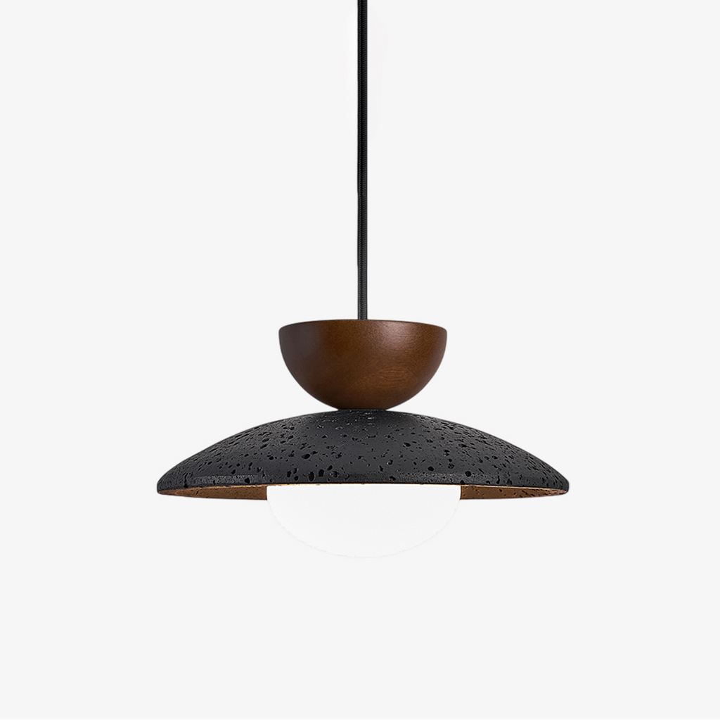 vulca-dome-pendant-light-anzaz-Walnut Color & Black Travertine-1